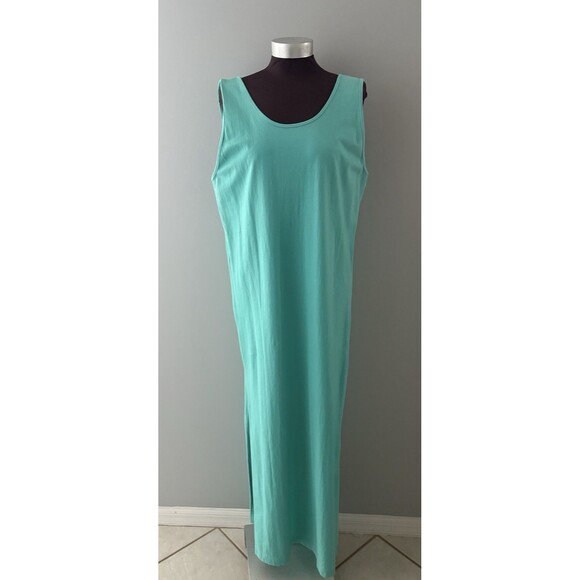 Liz & Jane Maxi Dress One Size Turquoise Blue Maxi Sheath Coastal Beach - Picture 1 of 12
